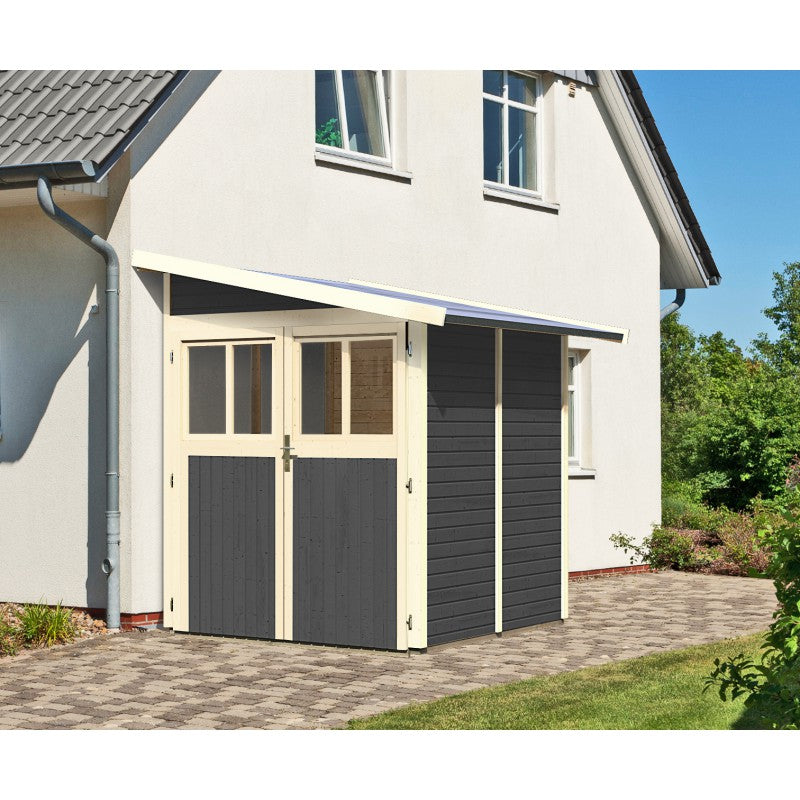 Abri adossé en bois vitrifié gris 3.27m² Wandlitz 2 - Karibu