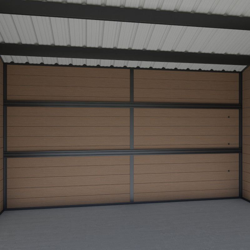 Abri de jardin en bois composite 28mm aspect bois 12m² PREMIUM toit monopente - Woodlife Garden