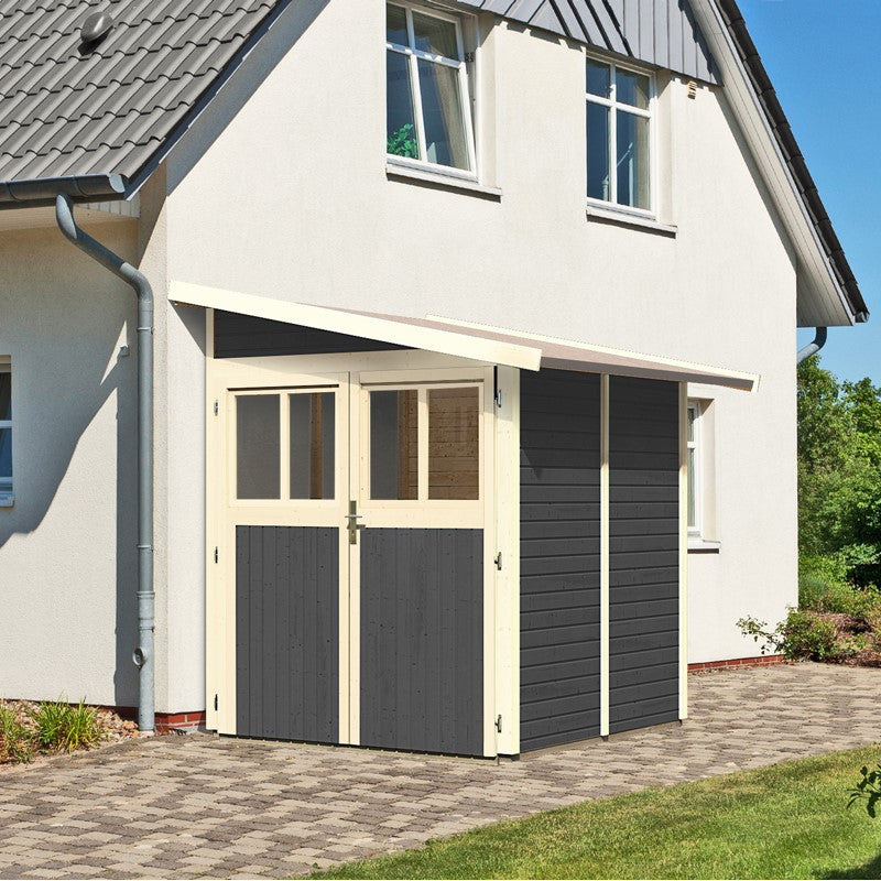 Abri adossé en bois vitrifié gris 3.27m² Wandlitz 2 - Karibu
