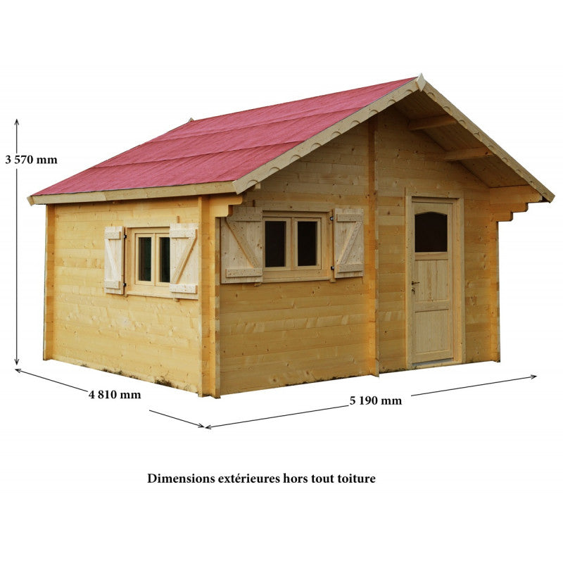 Abri de jardin en bois massif semi-habitable 20m² – madriers 60mm - Habrita