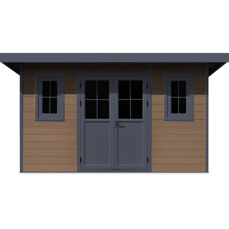 Abri de jardin en bois composite 28mm aspect bois 12m² PREMIUM toit monopente - Woodlife Garden