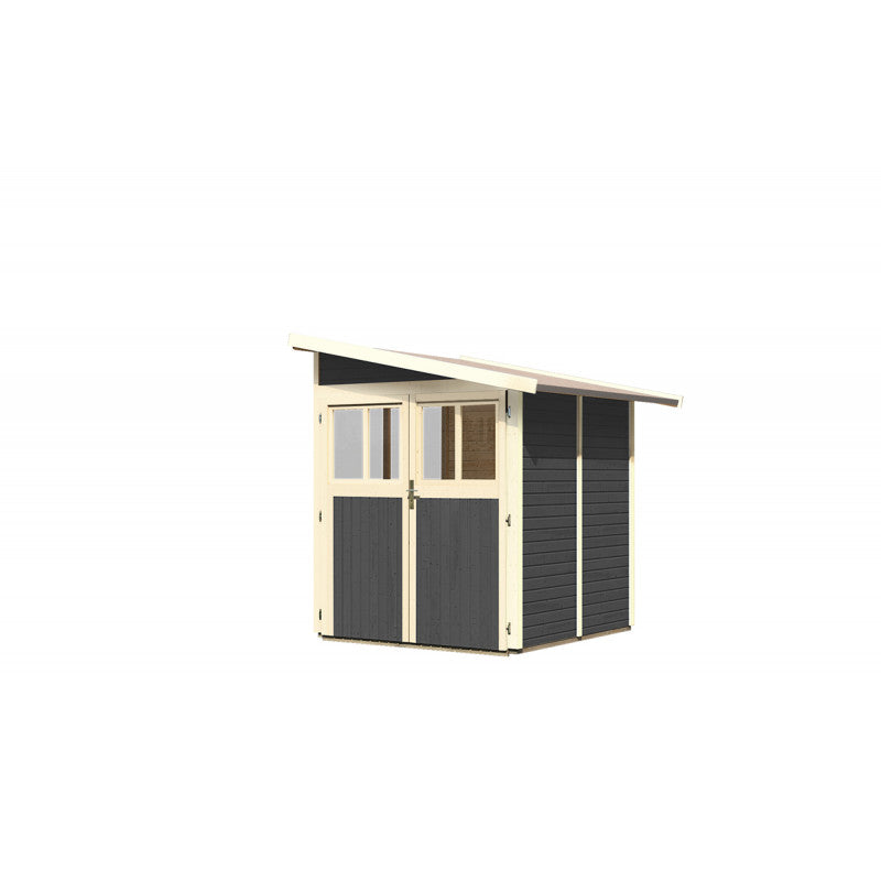 Abri adossé en bois vitrifié gris 3.27m² Wandlitz 2 - Karibu