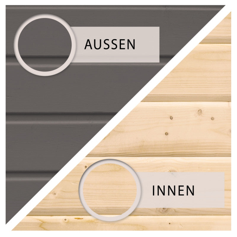 Abri adossé en bois vitrifié gris 3.27m² Wandlitz 2 - Karibu