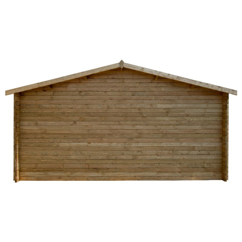 Abri en bois massif 19.8m² PLUS 28mm traité teinté marron Gardy Shelter