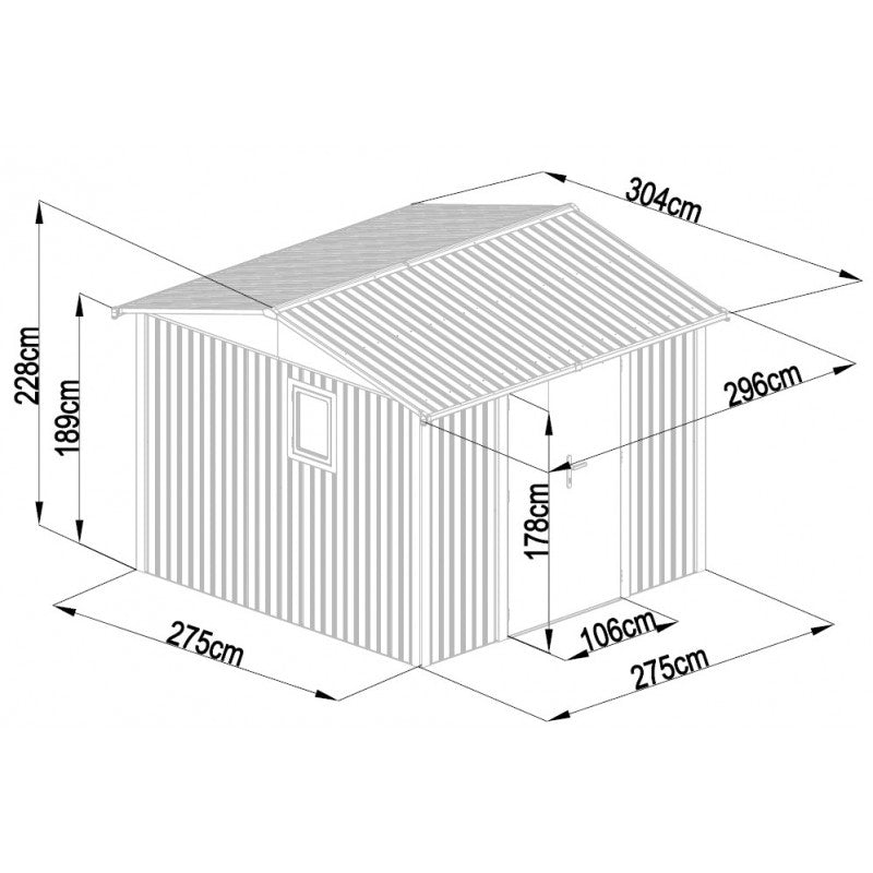 Abri de jardin en acier galvanisé Roka 9m² - X-Métal