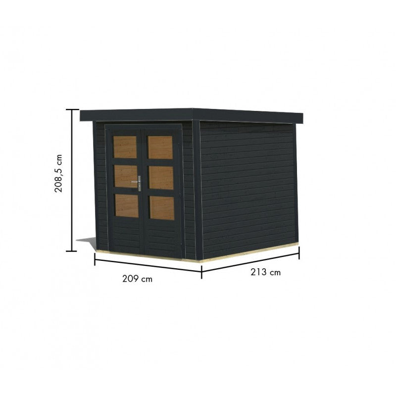 Abri de jardin en bois gris anthracite 19mm - acier gris anthracite - 4,45m² Jupiter 2C – Karibu