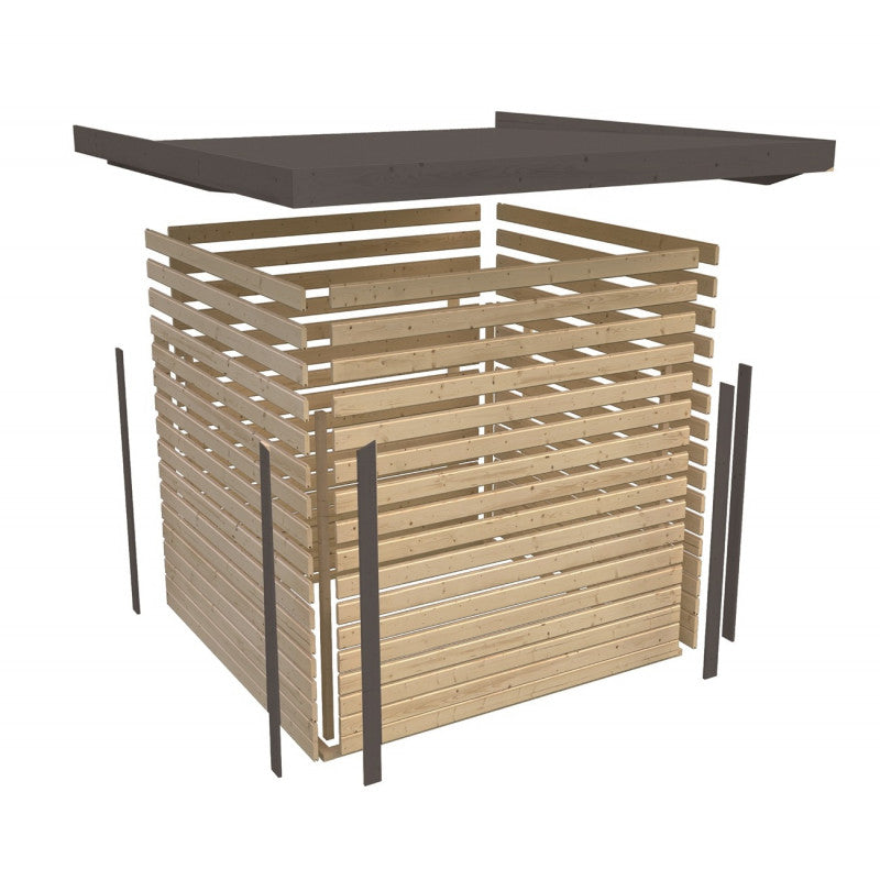 Abri de jardin en bois gris anthracite 19mm - acier gris anthracite - 4,45m² Jupiter 2C – Karibu