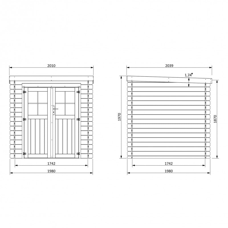 Abri de jardin Méo 3,92m² en bois massif 19mm avec double porte – Décor et Jardin