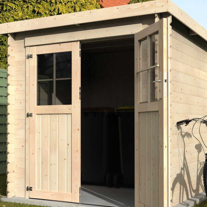 Abri de jardin Méo 3,92m² en bois massif 19mm avec double porte – Décor et Jardin
